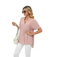 thumbnail image 5 of Thin V-neck Leisure Pullover Solid Color Loose Shirt Women's Blouse, 5 of 9