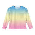 thumbnail image 4 of LTTVQM Long Sleeve Shirts for Girls 11-12 Fall Casual Gradient Print T-Shirts Soft Blouses Trendy Outfit Crewneck with Pocket Beige 11-12 Years, 4 of 4