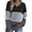 Black/Grey, variant on Womens Fall Fashion Long Sleeve Shirts Color Block Waffle Knitted Tunic Button Decor Tops Casual V Neck Loose Fit Trendy Blouse