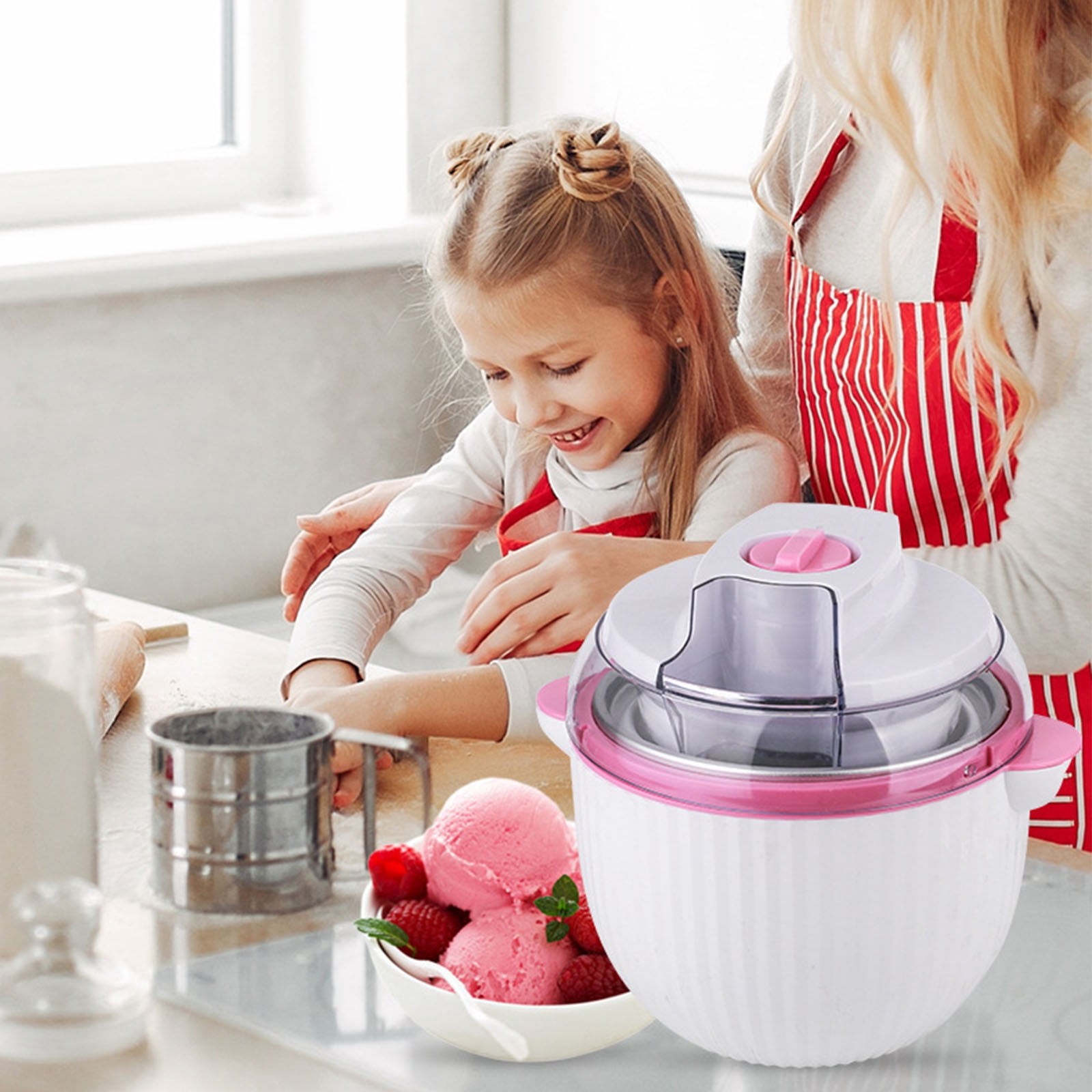 TTJ Gifts for 8 Year Old Boy Gifts for Two Year Old Boy Mini Automatic Ice Cream Maker Small Countertop Frozen Dessert Machine Quick Serve Treat Maker for Home Kitchen Party Snack Dessert Use
