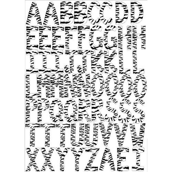 60 Autocollants Muraux Alphabet Abc/lettres Imprimées Zèbre Noir et Blanc / Autocollants Lettres Imprimées Zèbre 3,5 Pouces
