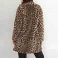 thumbnail image 5 of Homenesgenics Jackets for Women Plus Size in Women's Leopard Faux-Fur Imitation Lapel Long Sleeve Coat Outwear Coat Jacket Brown M, 5 of 9