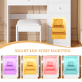 thumbnail image 6 of UHOMEPRO White Vanity Set with Mirror and LED Storage Cabinet, Makeup Vanity Table with 10 Light Blubs, Pretty Vanity Set for Girls, Women's Gift, 6 of 10