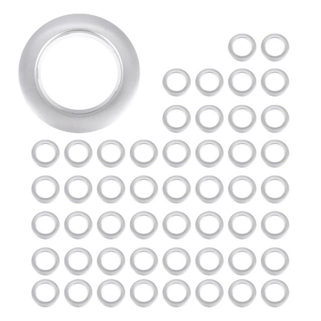 50 Pack Curtain Grommet, Inner Diameter 43mm Curtain Eyelet Rings Nanoscale Low Noise Roman Ring (Silver)