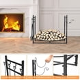 thumbnail image 4 of 36” Firewood Rack, Indoor Firewood Storage Stand with Kindling Holder & 4 Fireplace Tools Set, Poker Tongs Broom Shovel, Wood Racks for Outdoor Firewood Fireplace Log Holder, 4 of 9