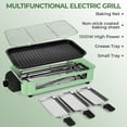 thumbnail image 5 of SUSLAS Electric Indoor Grill & Griddle, 1500W Smokeless Design with 3 Removable Nonstick Plates, Dishwasher Safe, Adjustable Temperature Control for Indoor Cooking(green), 5 of 10