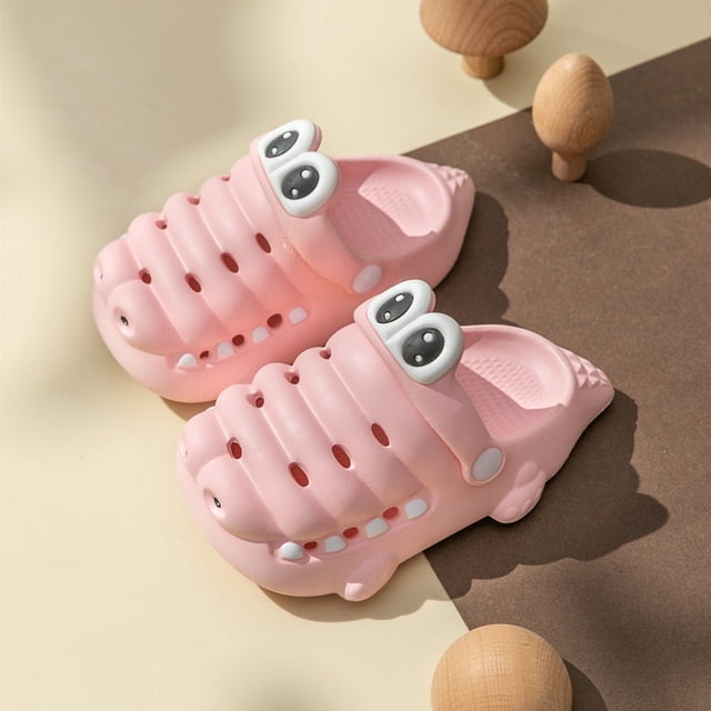Zapatillas de verano para niños con bonitos dibujos de cocodrilo, sandalias con agujeros para niñas y niños, zapatos de suela suave antideslizantes para jardín