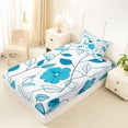 thumbnail image 4 of Erosebridal Retro Flower Twin Sheet Sets for Girls Women, Blue Floral Bedding, 3 Pieces, 1 Flat Sheet 1 Fitted Sheet and 1 Pillowcase, 4 of 5