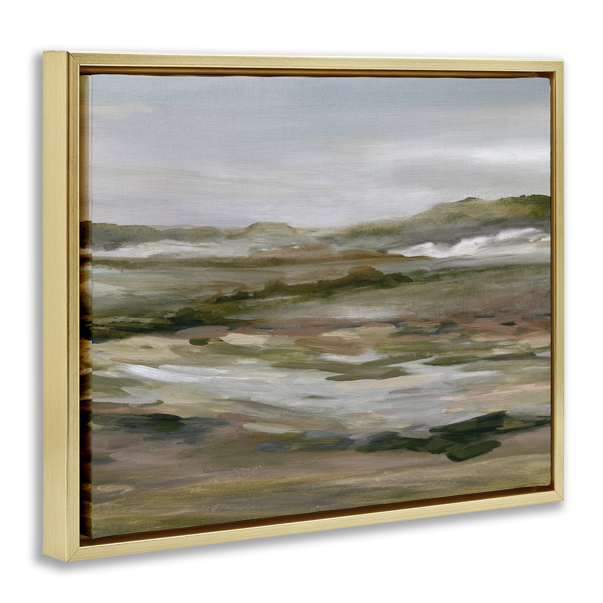 Stupell Industries Natural Meadow Abstract Horizon Gold Framed Floater Canvas Wall Art, design by Carol Robinson