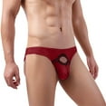 thumbnail image 2 of Afuyipoi Men Solid Underpants,Breathable Elastic Waist Low Rise Daily Briefs Red M, 2 of 4