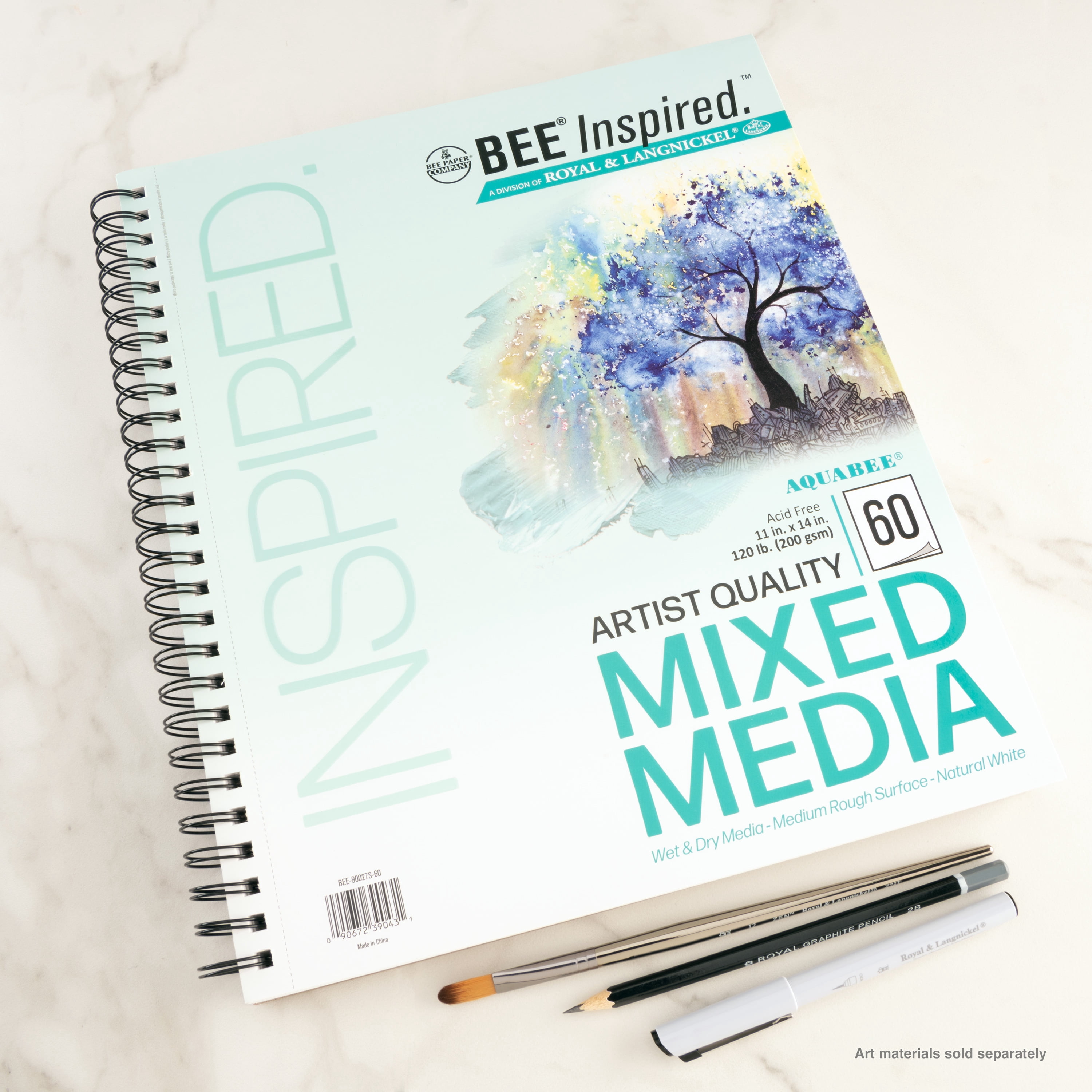 Bee Paper - Bee Inspired 11"x14" Mixed Media Paper Pad, 60 Sheets, Side Wire, 120lb. 200GSM