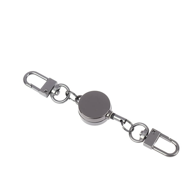 21MM Anti-theft Metal Easy-to-pull Buckle Rope Retractable Key Holder Elastic Keychain Sporty Retractable Key Ring Nurse Parts Black