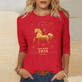 thumbnail image 2 of Jsaierl Womens 3/4 Sleeve Tops Summer Round Neck Shirts Cute Print Petite Blouses Soft Loose Fit T-shirts Top S-5XL, 2 of 6