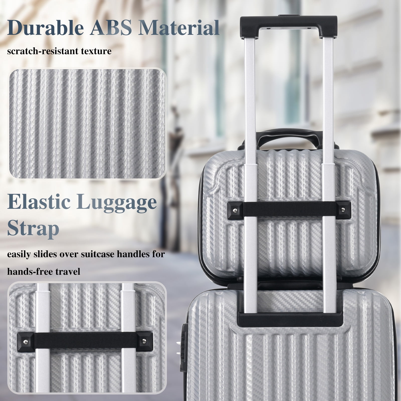 Euroco 6-Piece Luggage Sets, ABS Hardshell Suitcase Set with Spinner Wheels and TSA Lock,Lightweight Carry-On & Checked Luggage for Family Travel,Silver