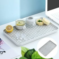 HIAKDOFT 1Set Dish Drainers for Kitchen Counter Rectangular Plastic with Water Collection