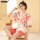 thumbnail image 1 of Conjunto de Pijamas coreanos para mujer, ropa de dormir para estar en casa, con solapa dulce, con estampado de oso Kawaii, traje japonés de verano, 1 of 4