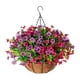 thumbnail image 3 of Cesta colgante de flores artificiales, maceta colgante realista con cadena para plantas C, 3 of 9