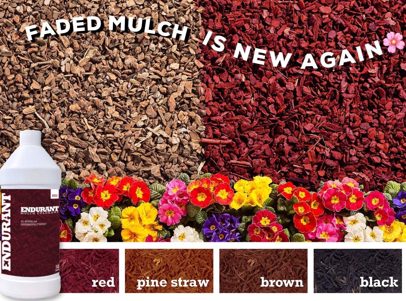 Endurant Mulch Dye Concentrate, Black, 32 oz, Revitalizes 1,000 sq ft. of Faded Mulch.