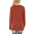 thumbnail image 5 of Abcnature Women's Casual Solid T Shirts Twist Knot Tunics Tops Blouses Loose O-Neck Long Sleeve Tops Solid Blouse Red S, 5 of 7