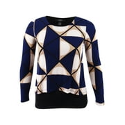 Alfani Women's Petite Printed Overlay Top (PM, Geometric Camel)