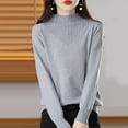 thumbnail image 5 of Gyexs Women's Oversized Fall Sweaters Neck Long Sleeve Fuzzy Knit Tops Knit Loose Thin Fall Winter Sweater Blouse Womens Fall Clothes, Grey, Size XXL, 5 of 6