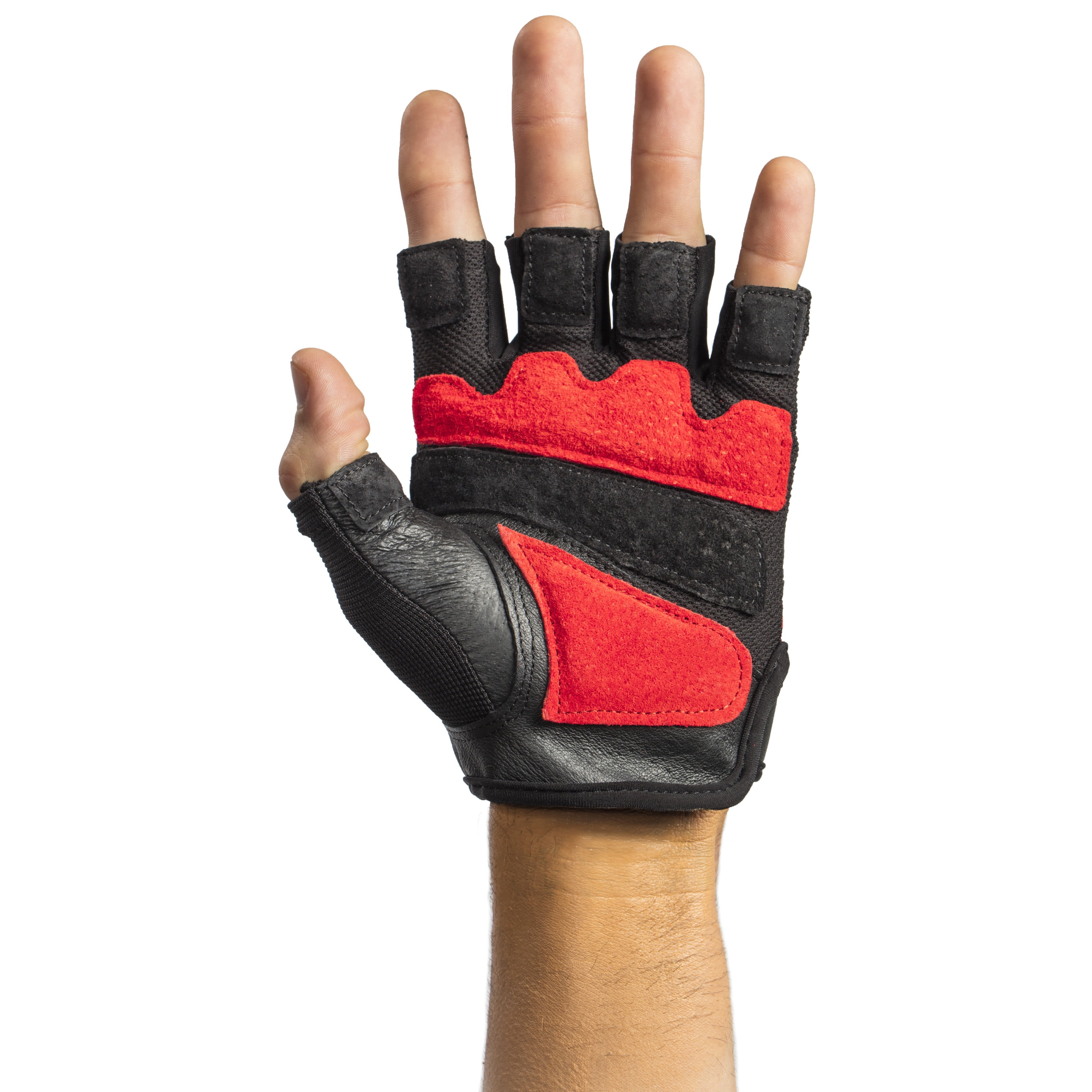 Harbinger FlexFit Non-Wristwrap Weightlifting Gloves with Flexible Cushioned Leather Palm (Pair), Red/Black, XX-Large