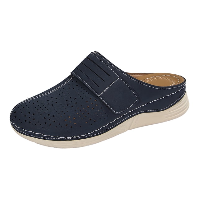 DXOUPM Women's Shoes Comfortable and Breathable Soft Soled Closed Toe Slip on Ladies Sandals