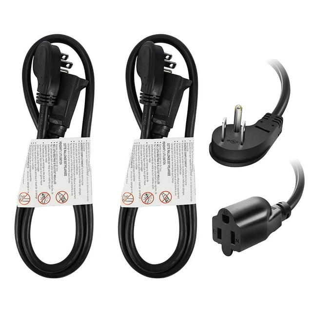 Cable de extensión de enchufe plano EP, 0,9 m, 16 AWG, 125 V, paquete de 2