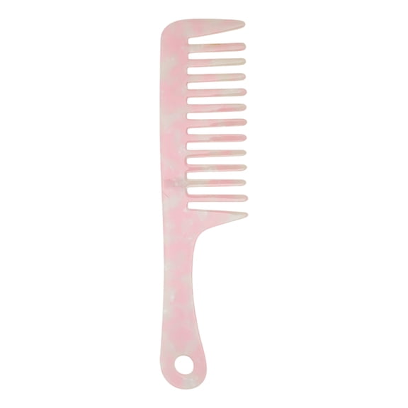 Unique Bargains 1 Pc Marble Handle Hair Comb Pink White Acetate Sheet