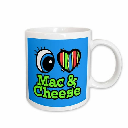 

3dRose Bright Eye Heart I Love Mac and Cheese Ceramic Mug 11-ounce