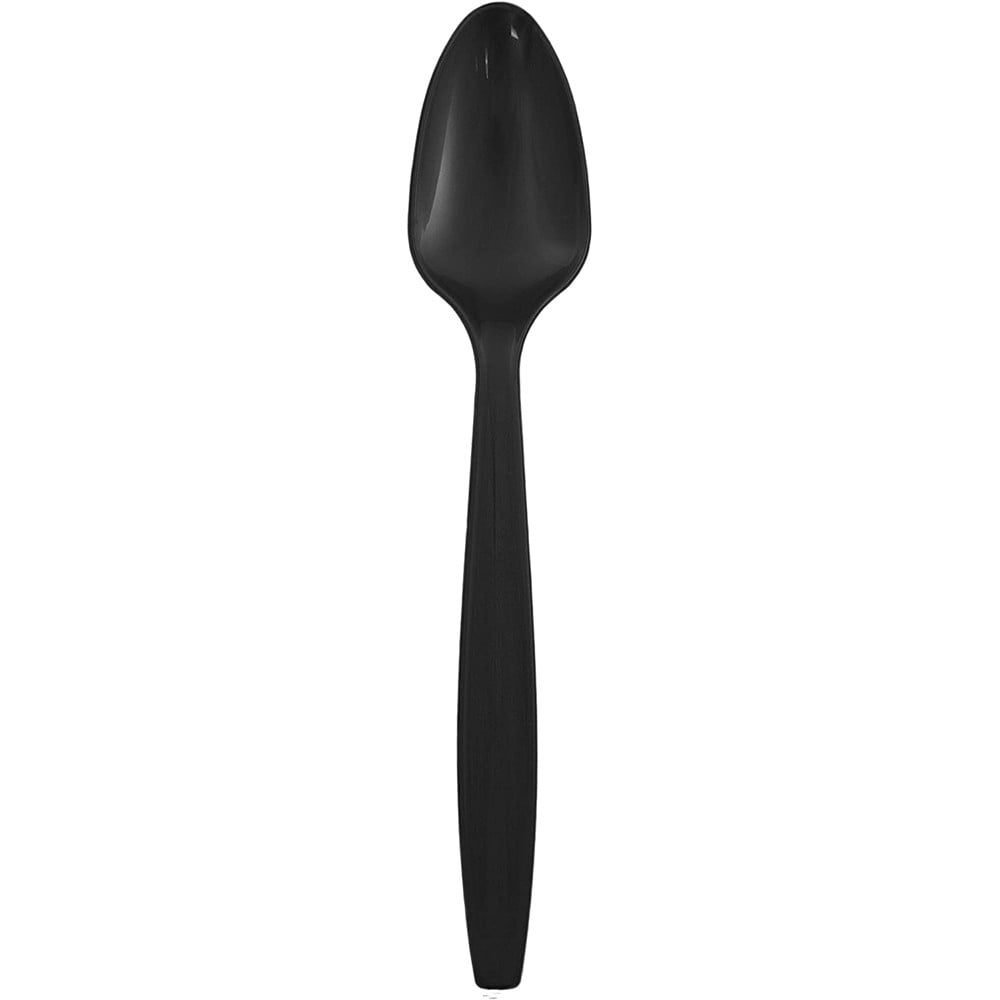 JAM Paper Plastic Spoons, Black, 100 Disposable Spoons/Box