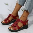 thumbnail image 2 of Ketyyh-chn99 Womens Platform Sandals Shoes Ladies Slippers Wedge Sandals for Women Dressy Summer Platform Casual Comfortable with Open Toe Red,7.5, 2 of 5
