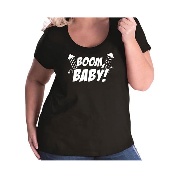 Boom, Baby! Womens Plus Size Scoopneck Tee
