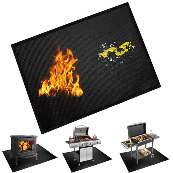 48 x 36 inch Under Grill Mats for Outdoor Grill，3 Layers Fireproof Oil-Proof and Water-Proof for Outerdoor BBQ