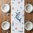 thumbnail image 4 of Table Runner 108 Inches Long for Kitchen Dining, Whale Coastal Dresser Scarf Farmhouse, Dining Table Decorations for Wedding/Parties, Summer Beach Ocean Shell Jellyfish Starfish 13 x 108 In, 4 of 8