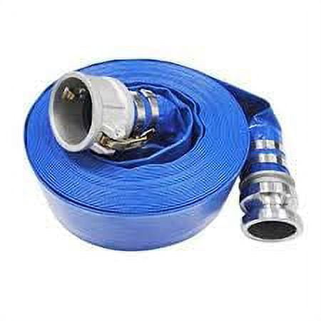 2" x 50' Blue PVC Lay-Flat Discharge Hose 80 PSI with Aluminum Camlock C and E Fittings