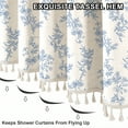 thumbnail image 6 of Sanmadrola Blue Shower Curtain Floral Plant Shower Curtain Set with Tassels, Heavy Duty Faux Cotton Linen Cottagecore Boho Vintage Rustic Shower Curtains with Hooks for Bathroom Decor, 72x72 in, 6 of 8