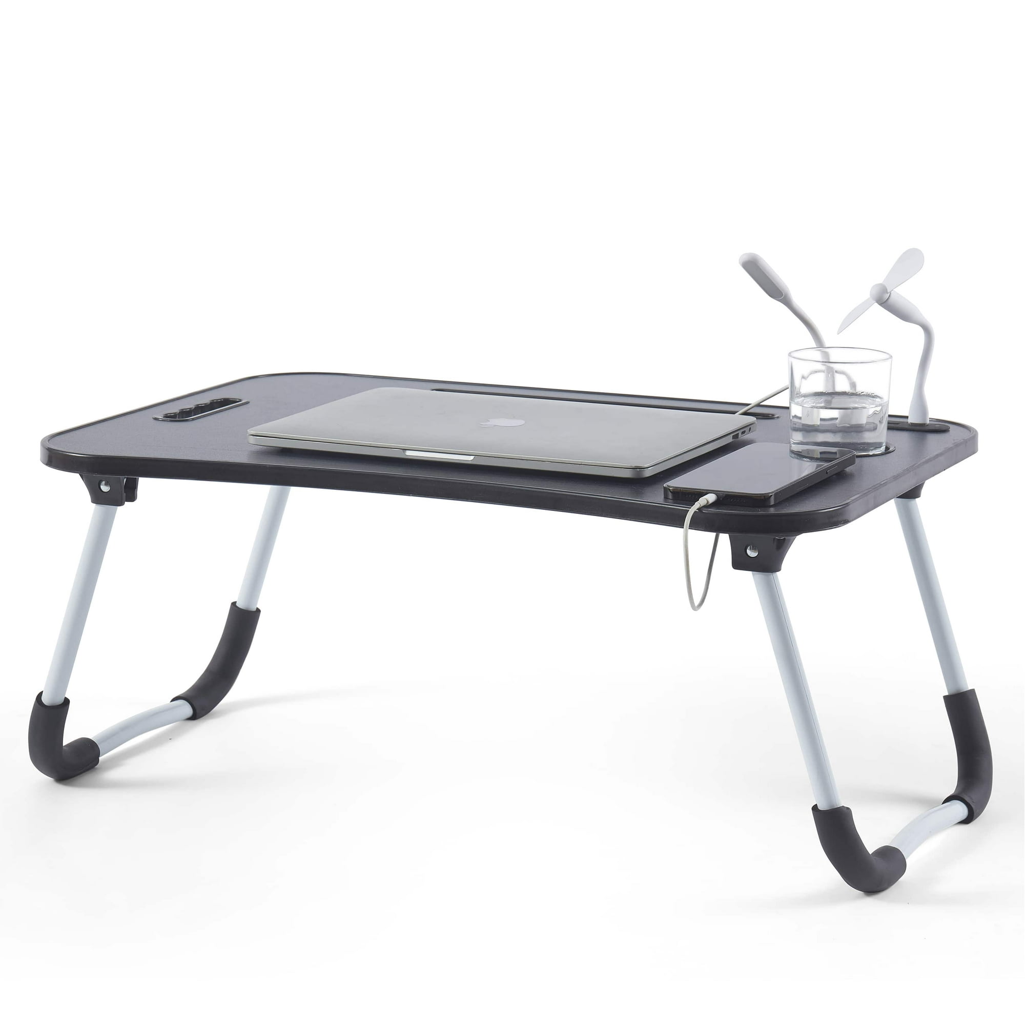 Lammaloe Foldable Lap Desk with USB Ports, Portable & Lightweight Laptop Desk for Bed and Couch - Ideal for Working, Reading, or Eating, Large