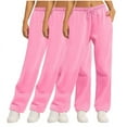 thumbnail image 3 of 3 Pack Baggy Sweatpants For Women Casual Solid Color Loose Running Pants And Sweatpants (L), 3 of 6