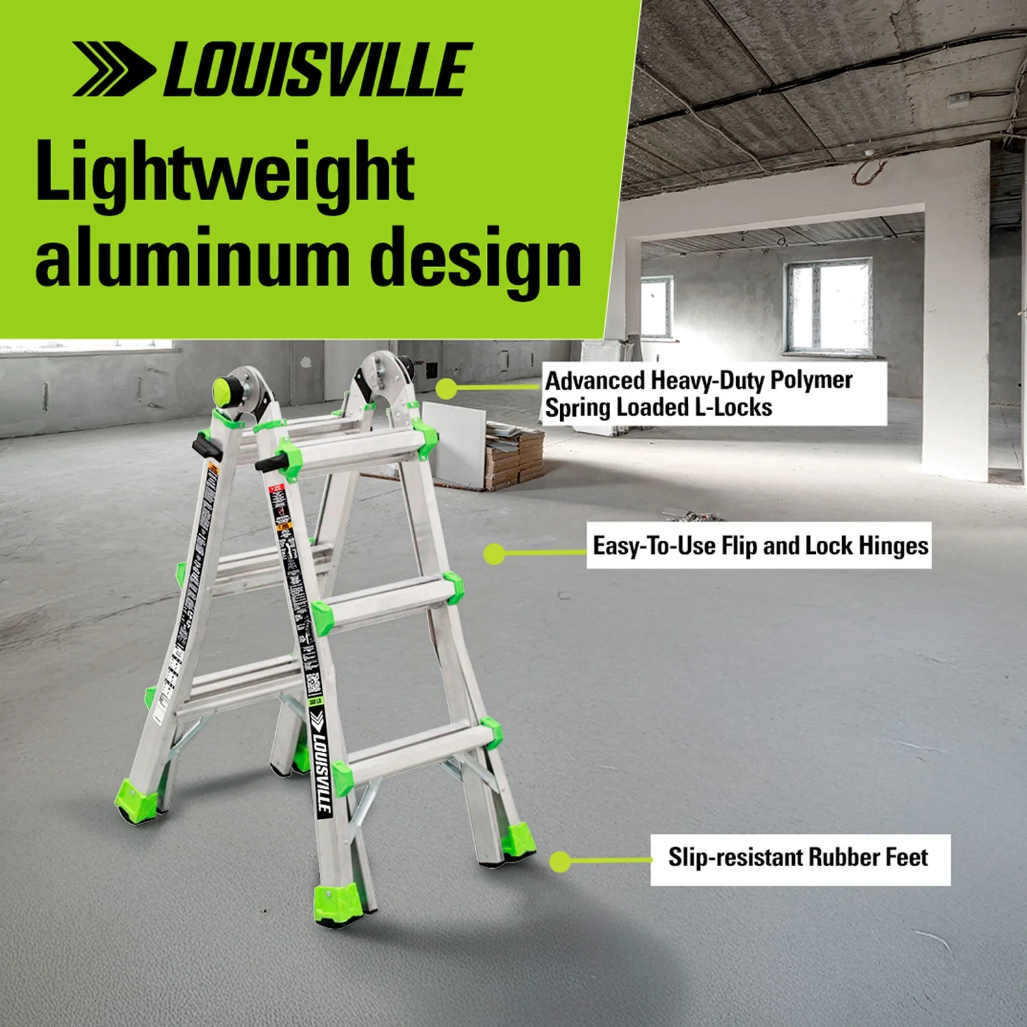Louisville 14 ft Reach Multipurpose Aluminum Ladder, Type IA, 300 lb Capacity