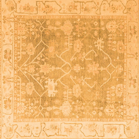 Ahgly Company Indoor Square Oriental Orange Traditional Area Rugs, 7' Square