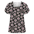 thumbnail image 2 of Fiudx Ofertas Flash Del Día Solo En Línea Moda Mujer Verano Casual Tops Cuello Alto Estampado Manga Corta -, 2 of 5