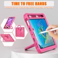 thumbnail image 4 of Nalacover Rugged Case for iPad mini (6th Generation) Tablet Case with Rotatable Stand & Foldable Handle Grip & Shoulder Strap, Heavy Duty Hybrid Shockproof Case - Rose, 4 of 11