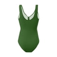 thumbnail image 5 of Wamejoo Women One Piece Swimsuit Solid Ribbed Monokini Swimwear Scoop Neck Low Back Bathing Suit (Army Green, L), 5 of 6