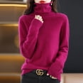 thumbnail image 5 of Suéter de cachemira de visón con cuello alto, jersey para mujer, otoño/invierno 2023, suéter de punto, parte inferior suelta, top básico de moda, 5 of 5