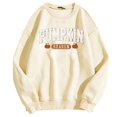 thumbnail image 4 of Womens Sweatshirt Crew Neck Vintage Halloween Pumpkin Season Letter Graphic Long Sleeve Oversized Streetwear Holiday Loose Pullover Tops Beige S, 4 of 4