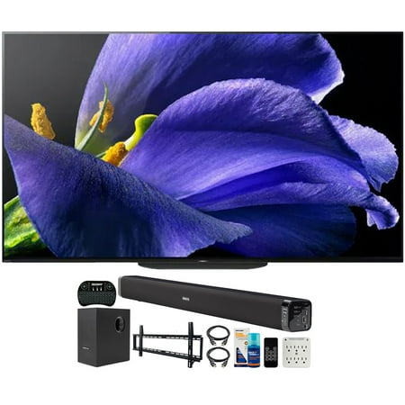 Sony XBR-77A9G 77 inch MASTER BRAVIA OLED 4K HDR Ultra Smart TV 2019 Model Bundle with Deco Gear 60W Soundbar, Wall Mount Kit, Wireless Keyboard, 6-Outlet Surge Adapter and Screen Cleaner