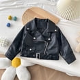 thumbnail image 6 of Ynynloco Kids Faux Leather Biker Jacket, Motorcycle Style with Lapel Collar Spring Fall Coat Bomber PU Soft Leather Jackets 1-10Y Years, 6 of 7