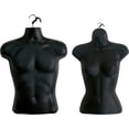 thumbnail image 2 of DisplayTown Black Male + Black Female Mannequin Injection Forms Half Rounded Waist Body Torso Dress Form with Only Hanging Hook, S-M Sizes (Set of 4), 2 of 5