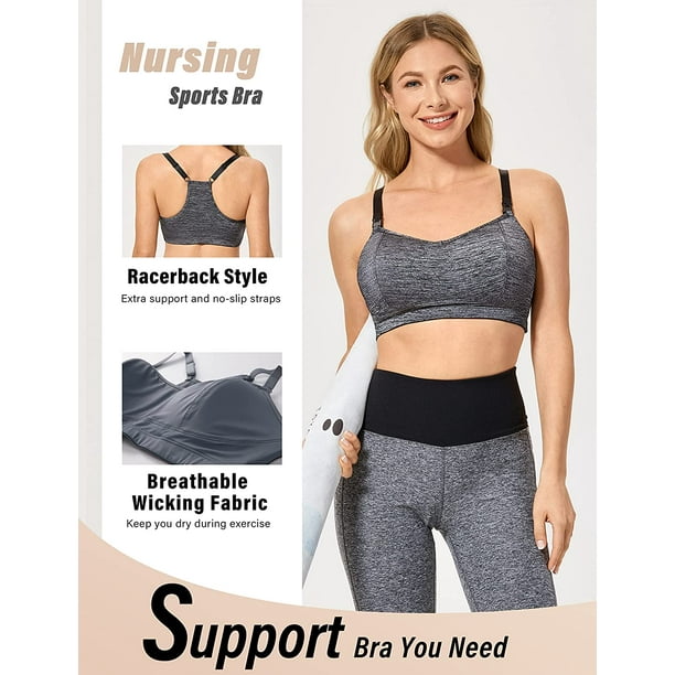 Women's Support Nursing Bra Nursing Sports Bra Lightly Padded Breastfeeding  Maternity Bras 